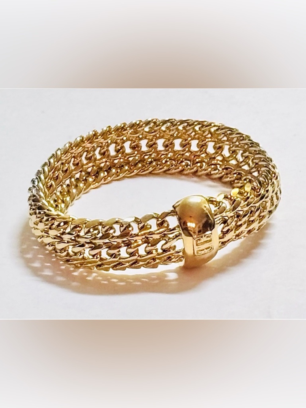 Givenchy Gold Tone Vintage Triple Curb Link Bangle Bracelet - Picture 5 of 5